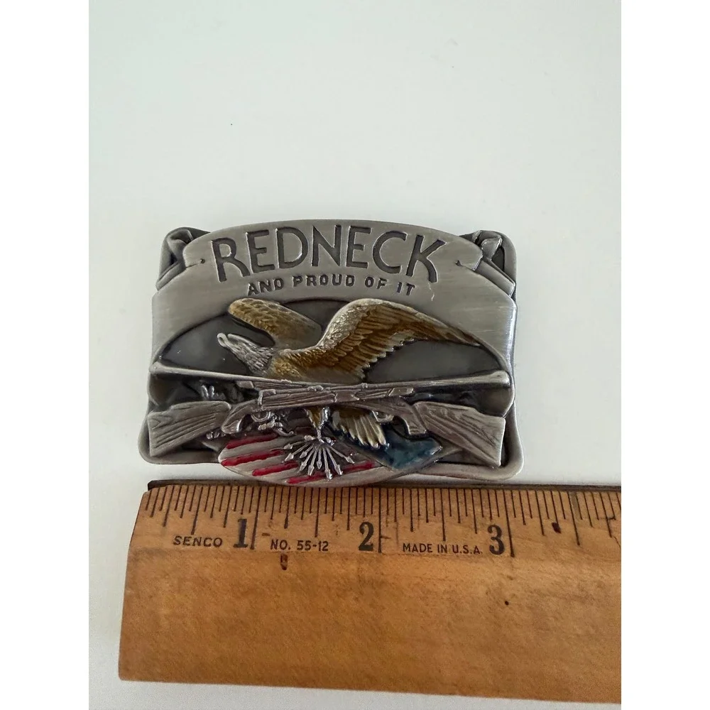 Vintage Siskiyou Pewter Redneck and Proud of It Belt Buckle Eagle Rifles NWOB